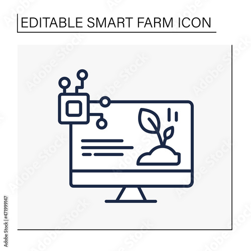 Help line icon. Web Page with information about plants. Modern technology in agriculture. Digital farming. Smart farm concept. Isolated vector illustration. Editable stroke