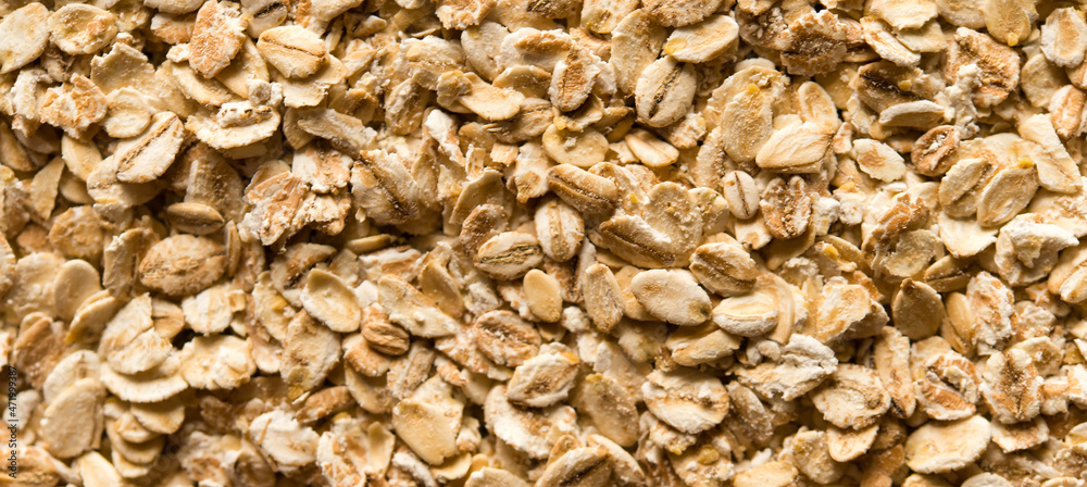 Oatmeal and multi-grain flakes. Top view. Oatmeal and multi-grain flakes. Top view.