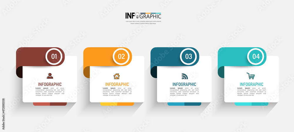 Four steps business infographics template vector.	 - obrazy, fototapety, plakaty 