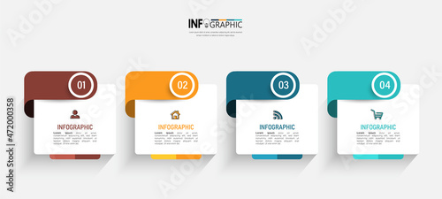 Four steps business infographics template vector. 