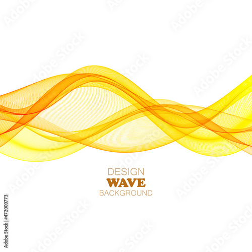 Orange yellow wave lines on white vector background, design element