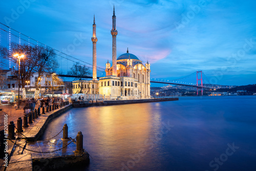 Ortaköy Mosque also known as Büyük Mecidiye Camii in Beşiktaş, Istanbul, Turkey