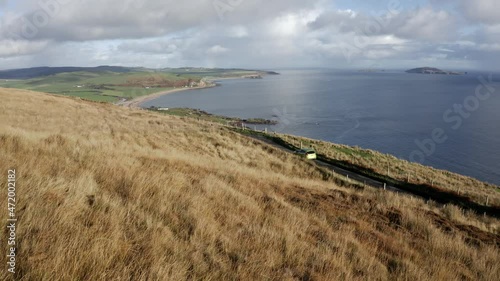 AERIAL - Mull of Kintyre, horizon and coast, Kintyre Peninsula, Scotland, forward photo