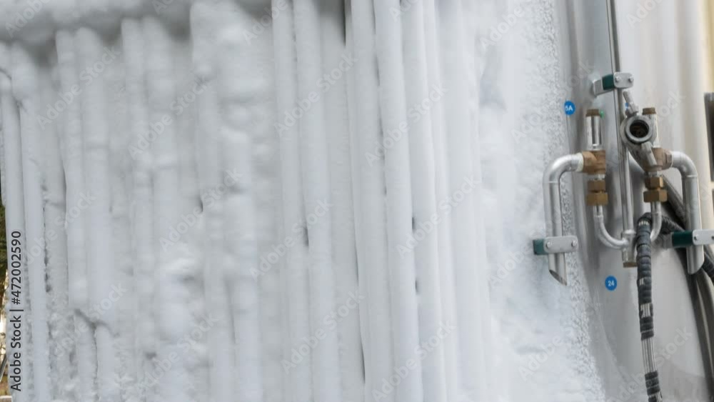 Liquid oxygen in a frozen cylindrical tank. covid-19 treatment