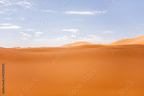 Dry landscape and dunes in the Sahara desert  Morocco