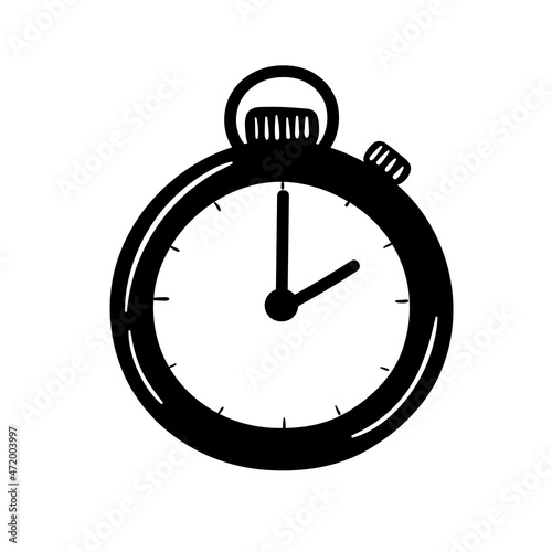 stopwatch, timer drawn in doodle style manually. simple illustration