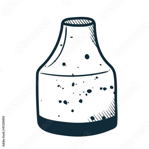 ceramic vase in doodle style. black and white stylish graphics