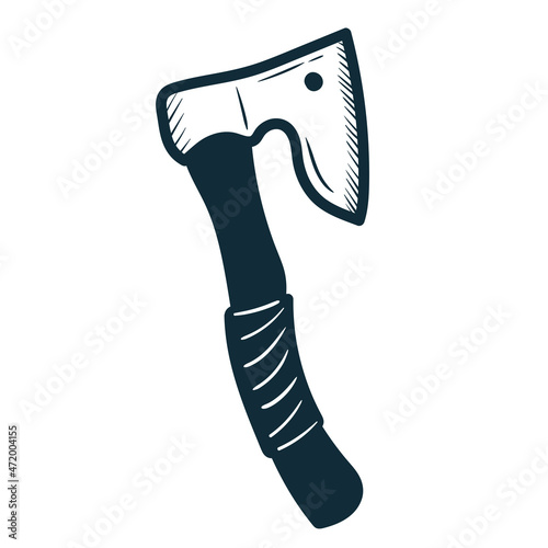 marching axe in doodle style hand-drawn illustration