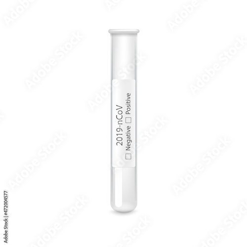 2019-nCOv Covid-19 coronavirus test tube, realistic vector illustration isolated.