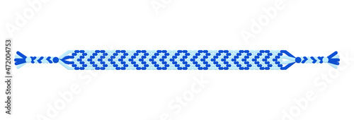 Fotografia Vector handmade hippie friendship bracelet of blue threads.