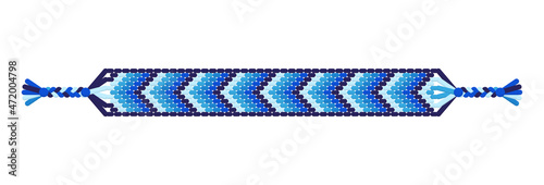 Vector colored handmade hippie friendship bracelet of blue threads.