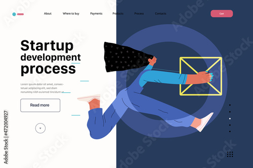 Startup illustration, website landing template. Concept of building new business
