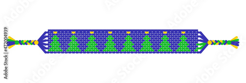 Vector Christmas tree handmade hippie friendship bracelet of threads.