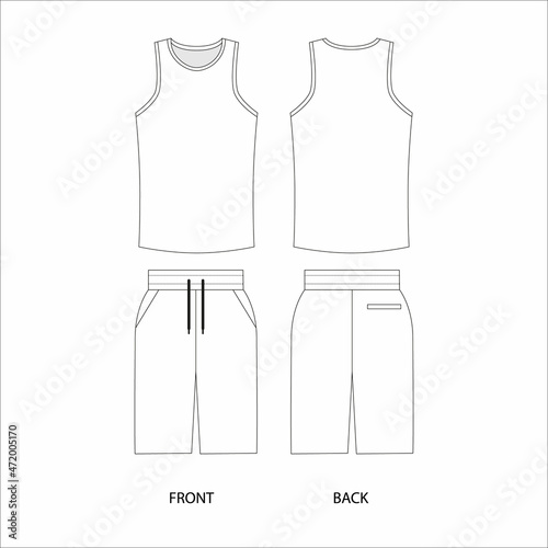 Vector illustration of a boxing shorts and jersey set. Shorts and tank top template design. 
