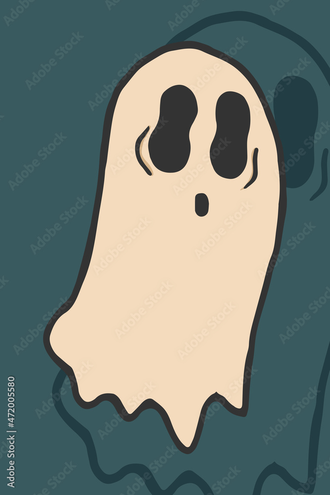 Illustration of cute ghost on halloween on dark green background Illustration of cute ghost on halloween on dark green background