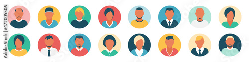 Flat modern minimal avatar icons. Business concept, global communication. Web site user profile. Social media, network elements.