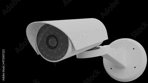 3D rendering animation of a surveillance camera, with mask