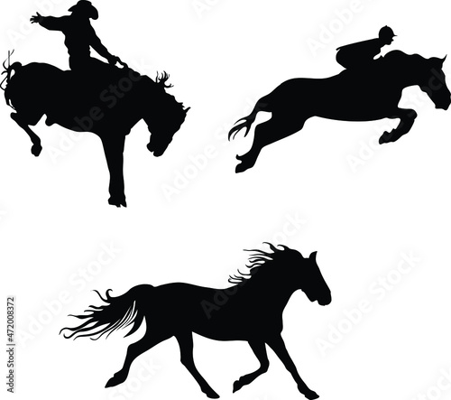 Horses silhouette vector illustration isolated