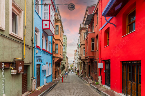 Photography Balat district street view in Istanbul