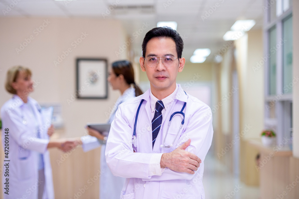 Professional Doctor team brainstorm at Hospital. Professional Doctor team brainstorm at Hospital.