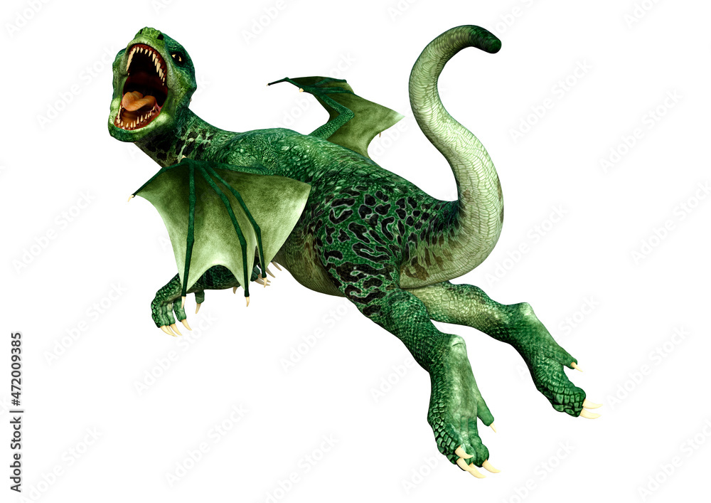 Fototapeta premium 3D Rendering Fairy Tale Dragon on White