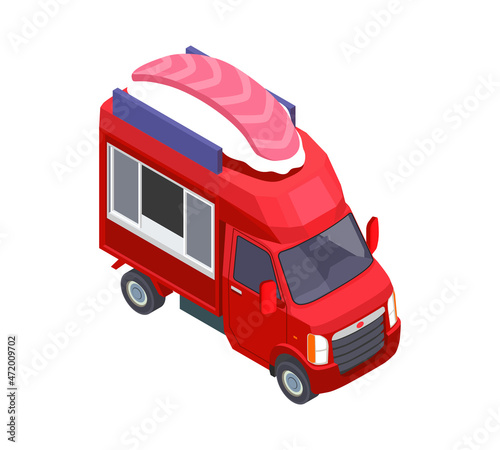 Sushi Truck Isometric Composition