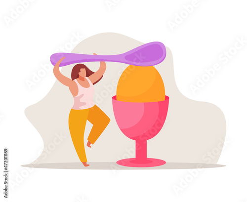 Woman And Egg Composition