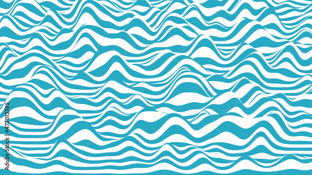 Trendy 3D blue and white stripes distorted backdrop. Procedural ripple background with optical illusion effect Trendy 3D blue and white stripes distorted backdrop. Procedural ripple background with optical illusion effect