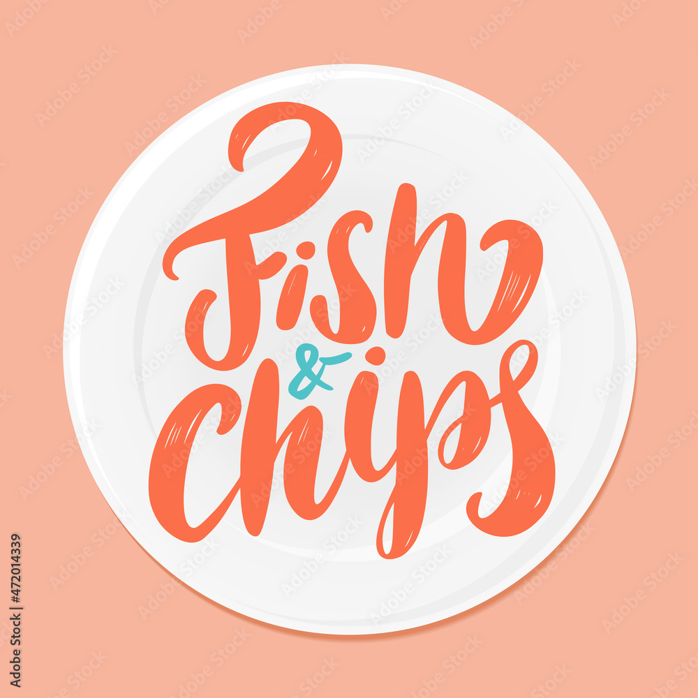 Fish and chips. Vector handwritten lettering sign. Fish and chips. Vector handwritten lettering sign.