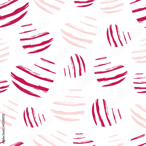 Striped hearts seamless pattern. Background for wallpapers, gift boxes, textiles, papers, fabrics, web pages. For Valentine's Day.