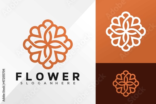 Flower line Logo Design Vector illustration template