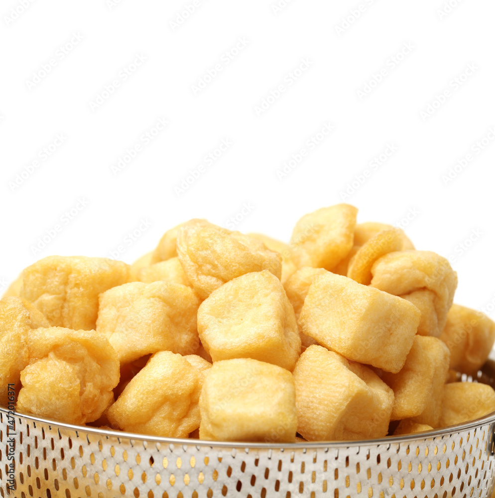 Fried tofu isolated on white background Fried tofu isolated on white background