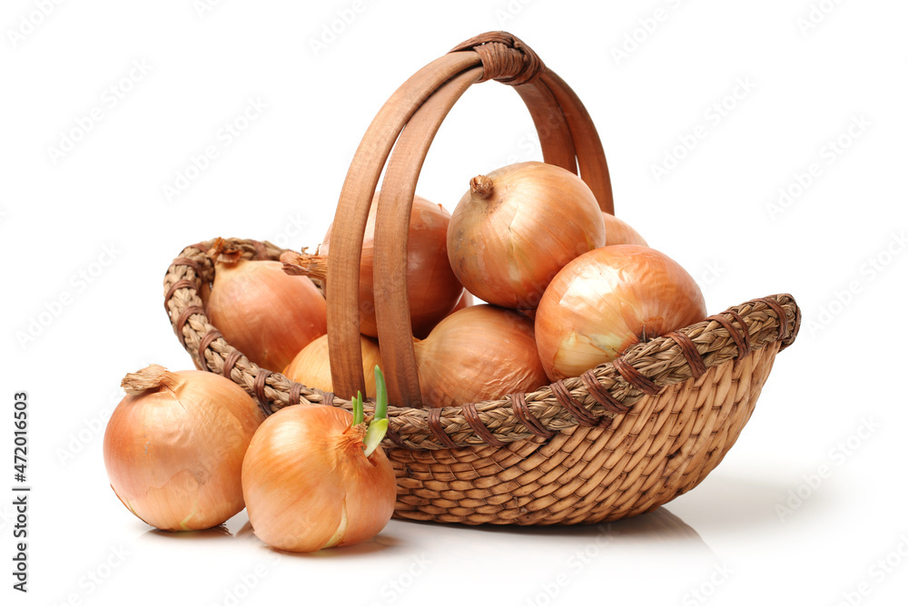 Gold onion vegetable bulbs on white background Gold onion vegetable bulbs on white background