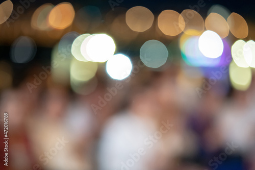 Large blur circle bokeh background from nigth ceremony for your artwork design vintage tone © Surachetsh