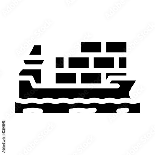 container ship glyph icon vector. container ship sign. isolated contour symbol black illustration