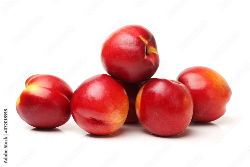 ripe peach on white background