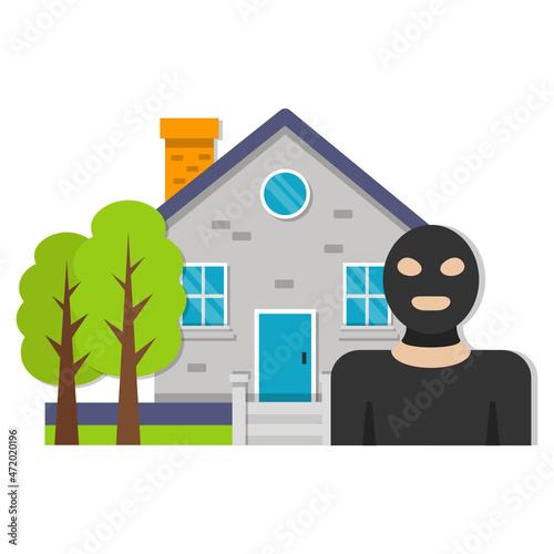 burglars break into home Concept, Threat of life Vector Color Icon Design, Natural disaster Symbol, Environmental Conservation Sign, Act of God Stock Illustration