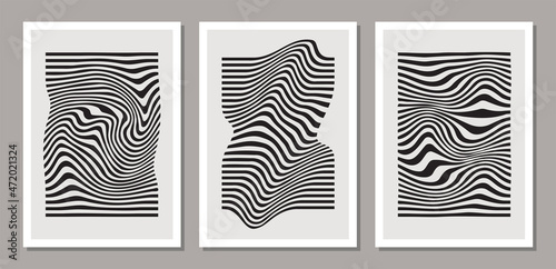 Set of minimal geometric design poster, vector template with primitive shapes