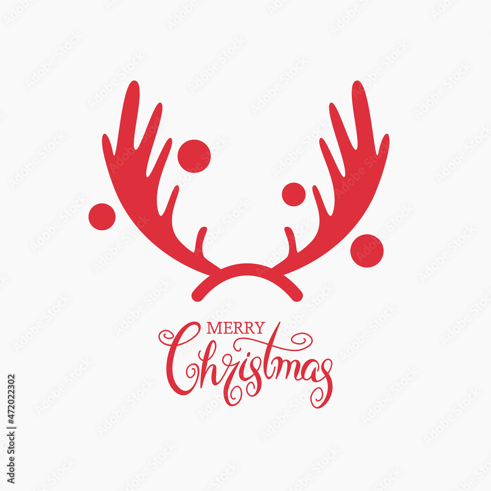 greeting card with hand lettering and deer antlers. concept Xmas greeting card with hand lettering and deer antlers. concept Xmas