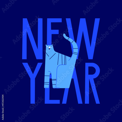 Happy new year 2022 year of tiger. Drawing tiger for poster, brochure, banner, invitation card. Vector isolated illustration