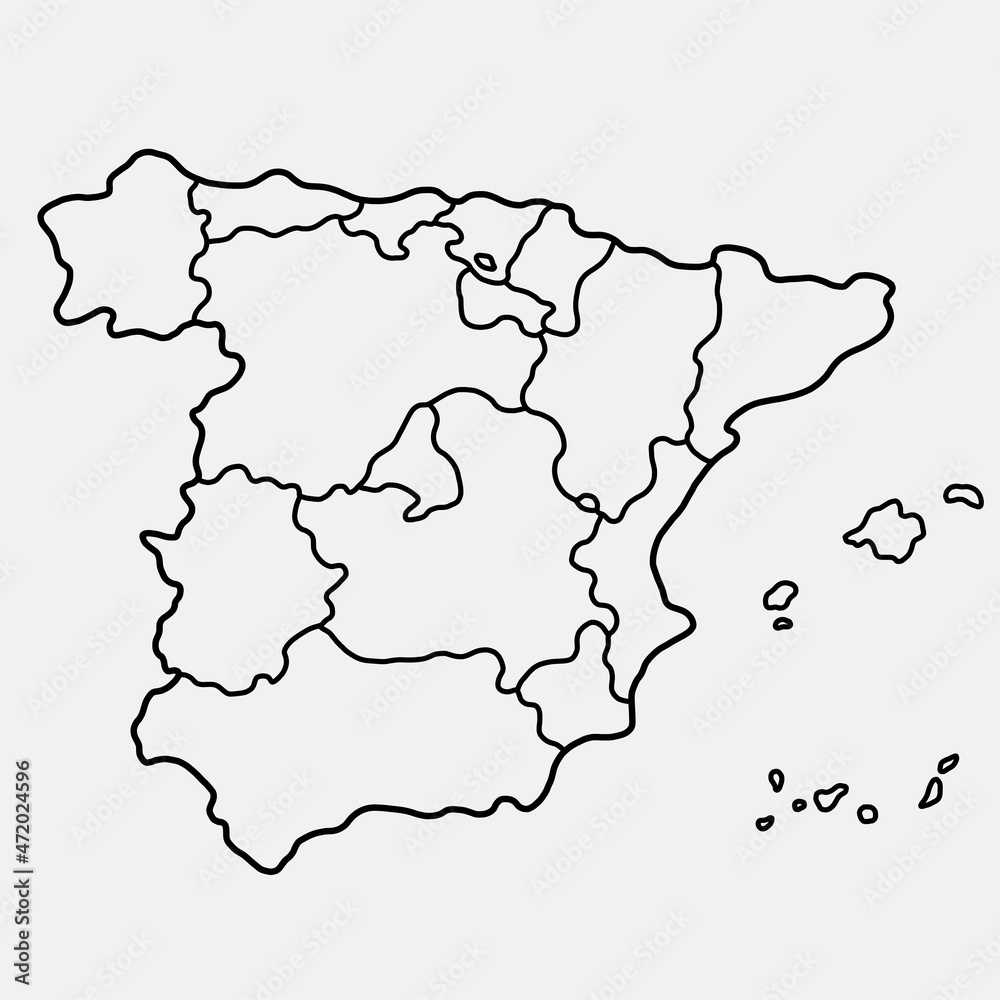 doodle freehand drawing of spain map.