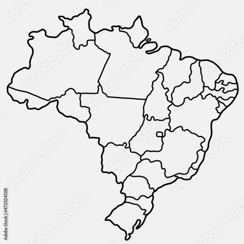 doodle freehand drawing of brazil map.