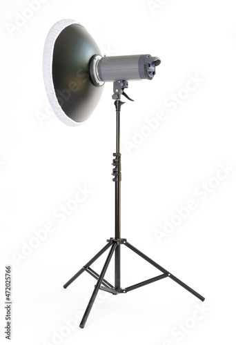 Studio light on stand isolated