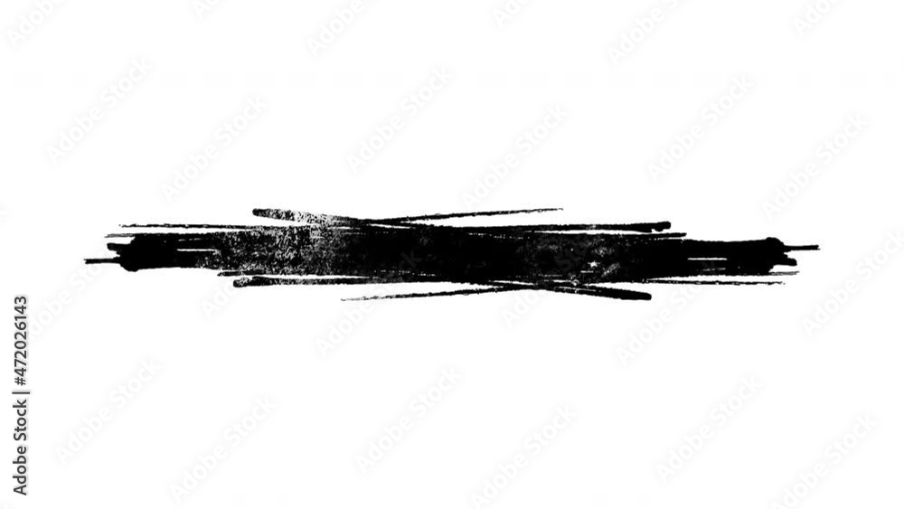 Abstract grunge dirty monochrome line shape on white background. Scratched damaged dynamic element in trendy vintage stop motion style. Seamless loop animation for design banner, stamp.