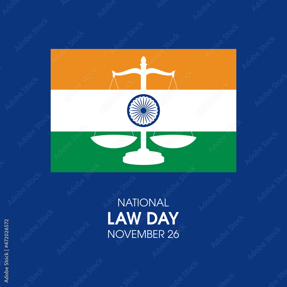 National Law Day in India vector. Indian flag with weight scale of