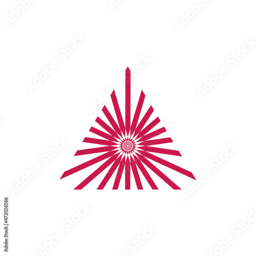 geometric triangle alchemy symbol, triangle rays logo template. Stock vector illustration isolated on white background