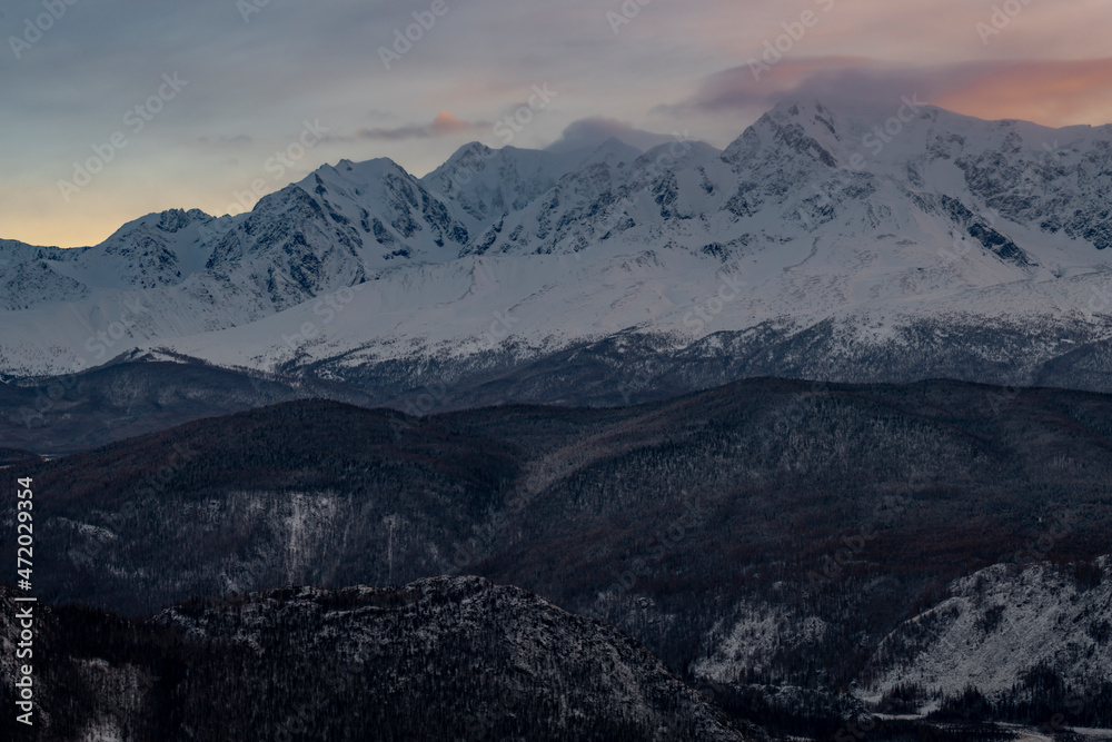 snow covered mountains