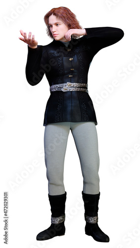 3D Rendering Medieval Prince on White
