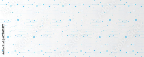circuit board electronic or electrical line on blue engineering technology concept vector panorama background