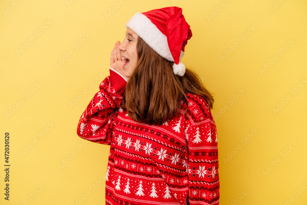 shouting and holding palm near opened mouth. shouting and holding palm near opened mouth.